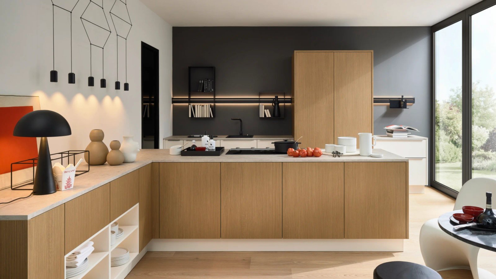 Nolte ARTLINE kitchen, stripe wood crema front